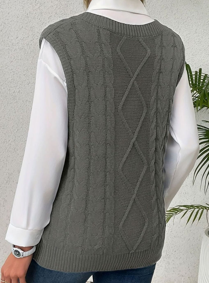 Gisela Elegant Cable Knit V Neck Sweater Vest - image 9