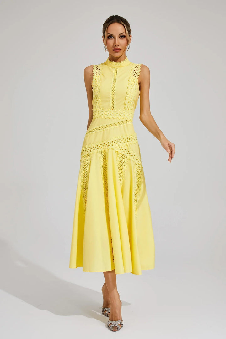 Diana high neck lace midi dress