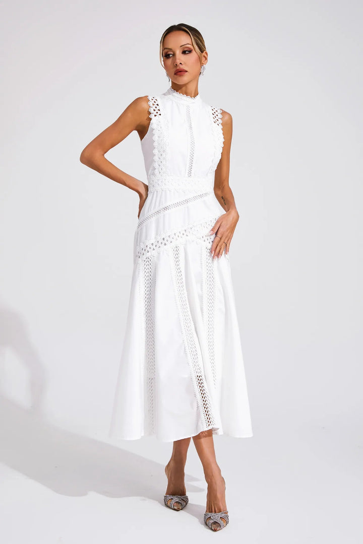 Diana high neck lace midi dress – image 7
