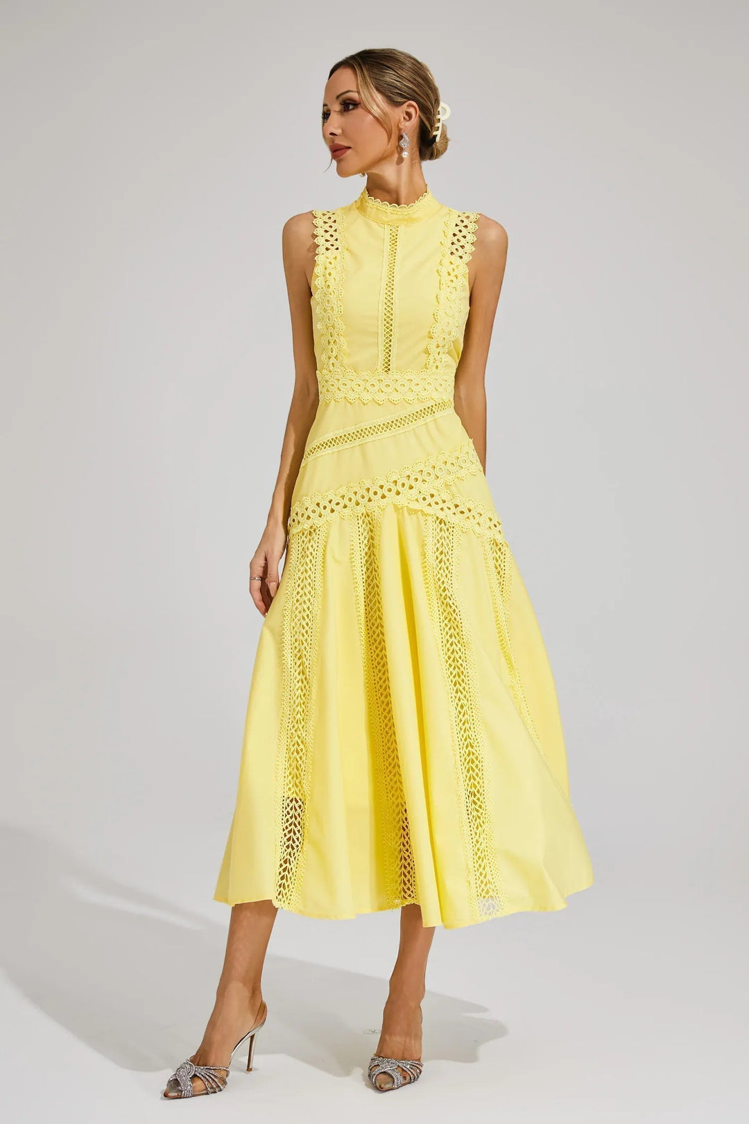 Diana high neck lace midi dress – image 4