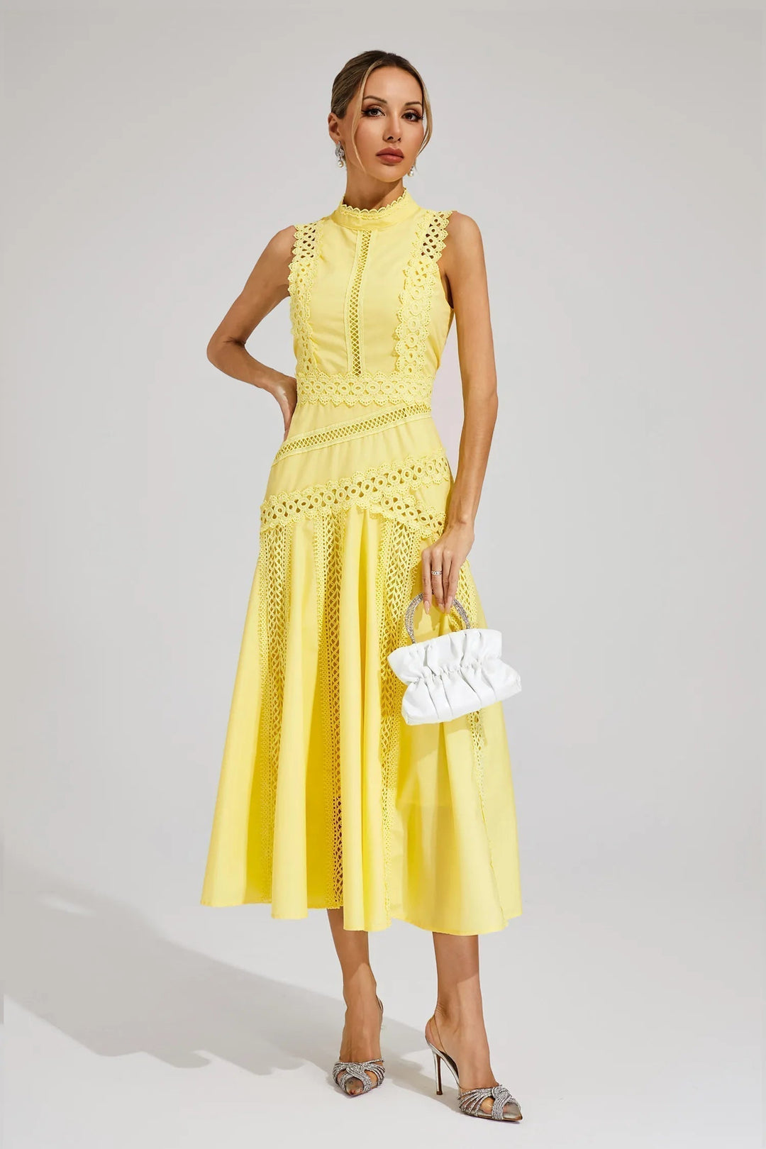 Diana high neck lace midi dress – image 5