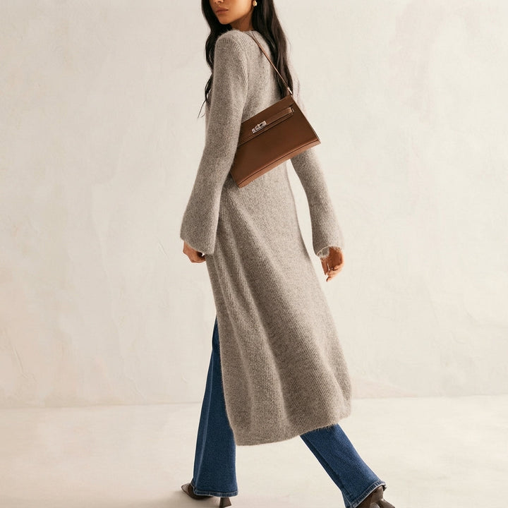 Edwina Elegant V Neck Longline Button Front Cardigan - image 10