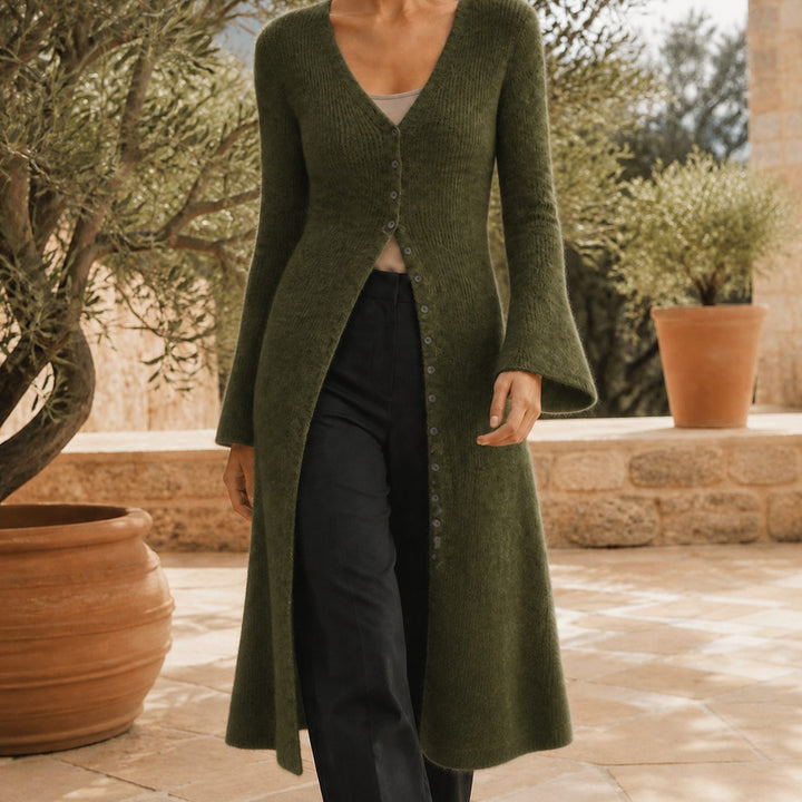 Edwina Elegant V Neck Longline Button Front Cardigan - image 7