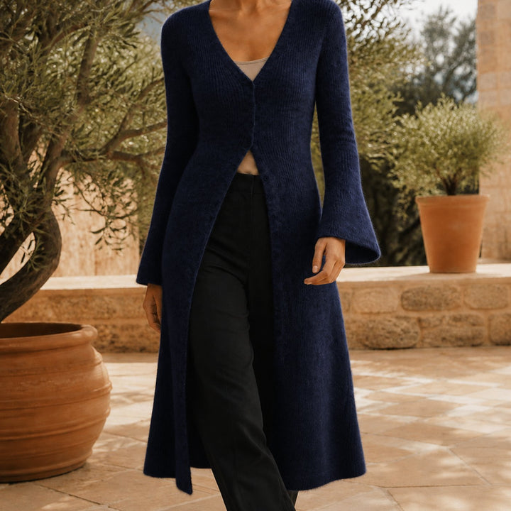 Edwina Elegant V Neck Longline Button Front Cardigan - image 8