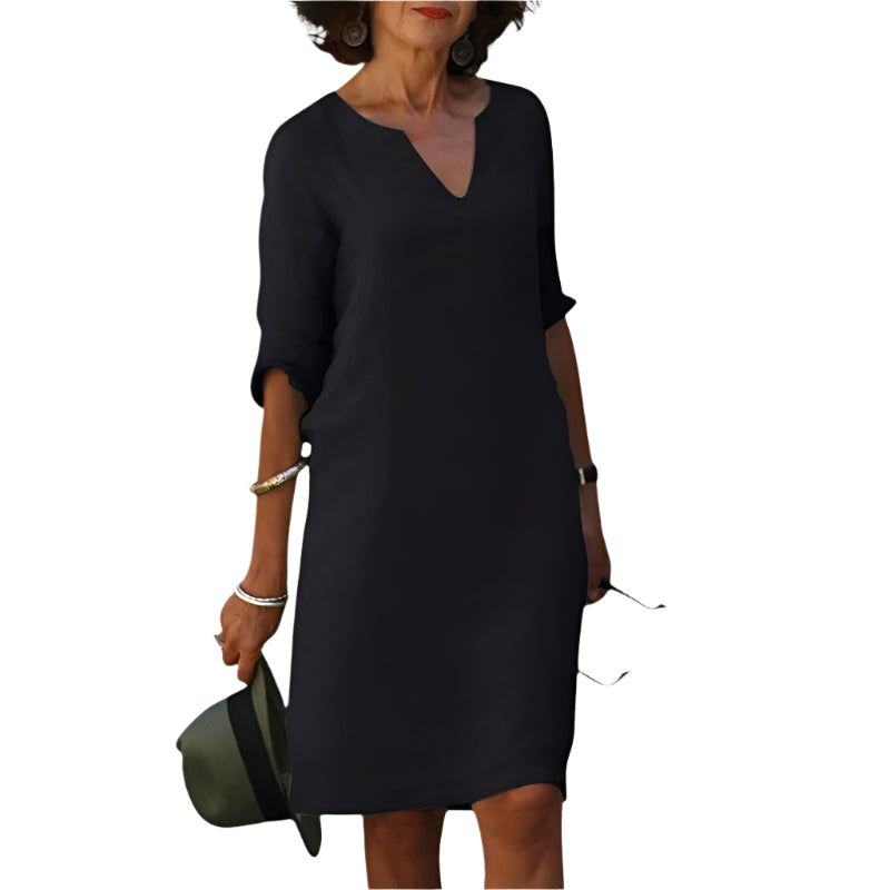 Raphaela Elegant Lightweight V Neck Midi Dress