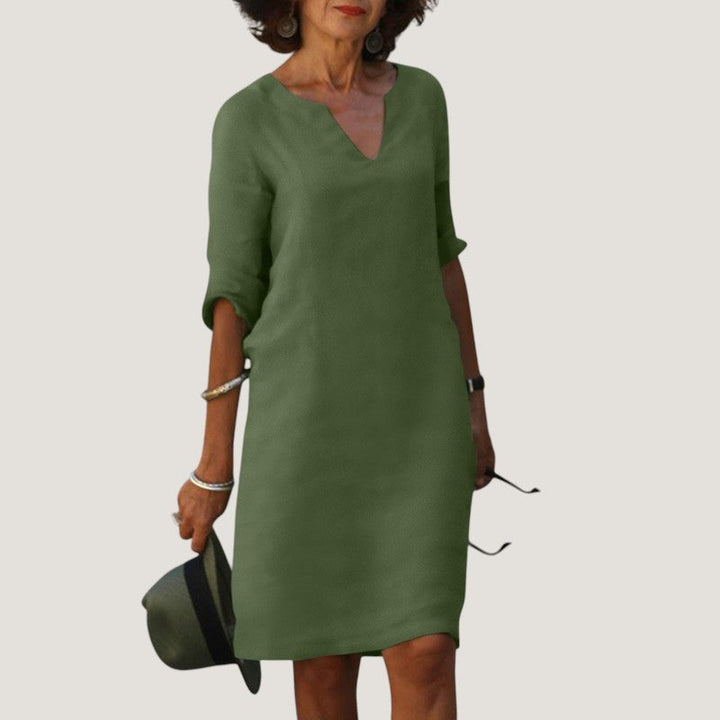 Raphaela Elegant Lightweight V Neck Midi Dress - image 10
