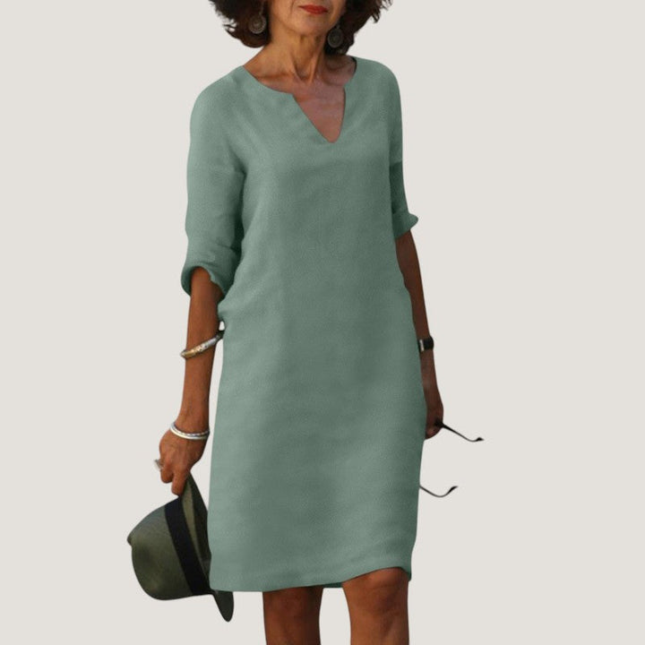 Raphaela Elegant Lightweight V Neck Midi Dress - image 2