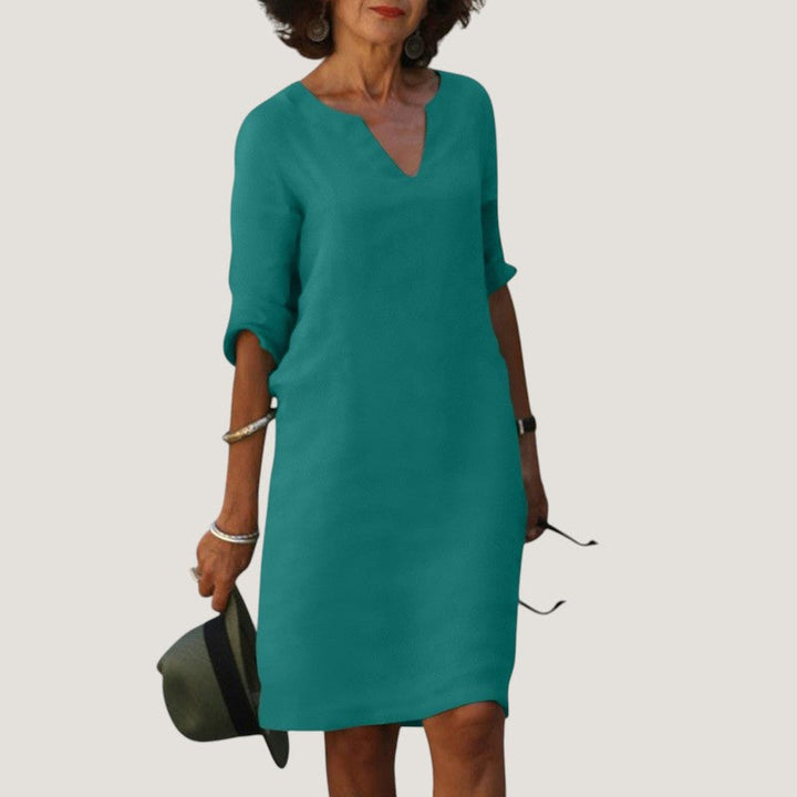 Raphaela Elegant Lightweight V Neck Midi Dress - image 3