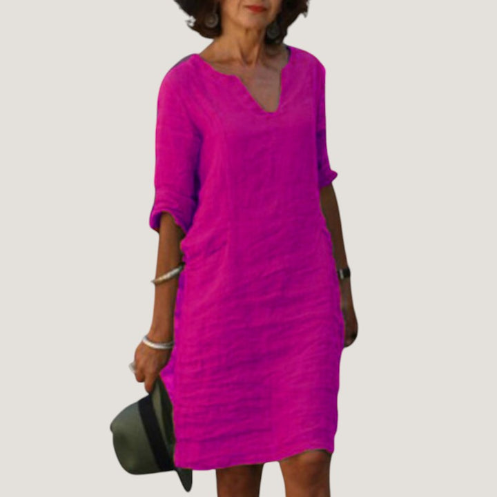 Raphaela Elegant Lightweight V Neck Midi Dress - image 4