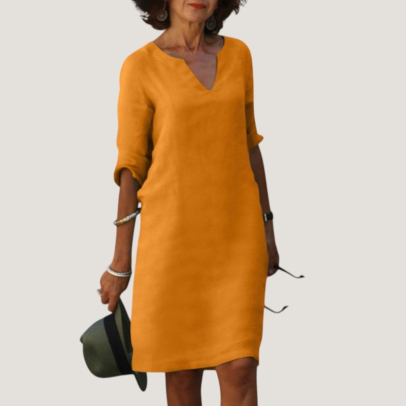 Raphaela Elegant Lightweight V Neck Midi Dress - image 5