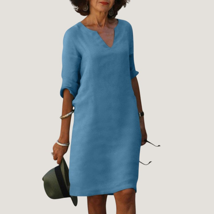 Raphaela Elegant Lightweight V Neck Midi Dress - image 6