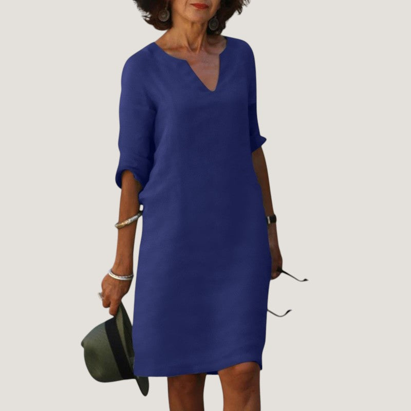 Raphaela Elegant Lightweight V Neck Midi Dress - image 7