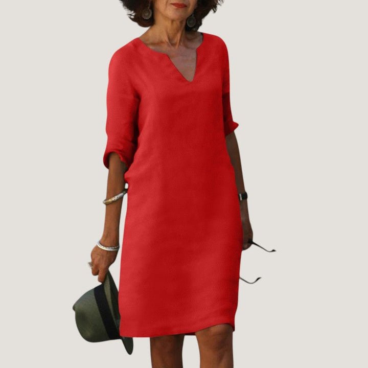 Raphaela Elegant Lightweight V Neck Midi Dress - image 8