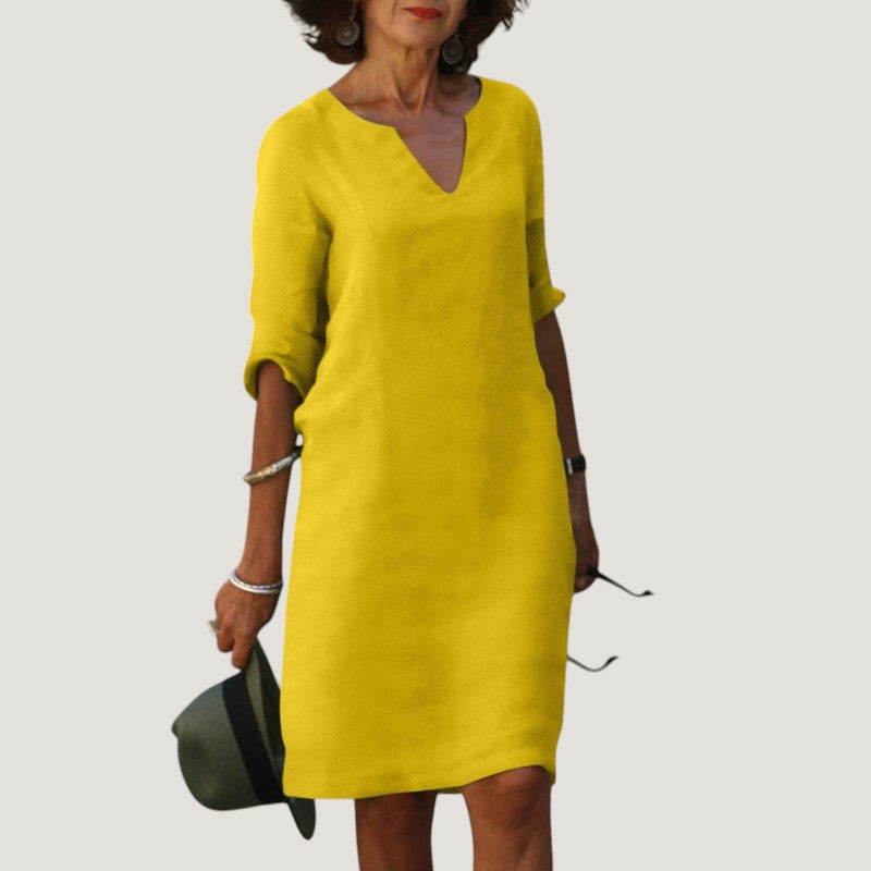 Raphaela Elegant Lightweight V Neck Midi Dress - image 9