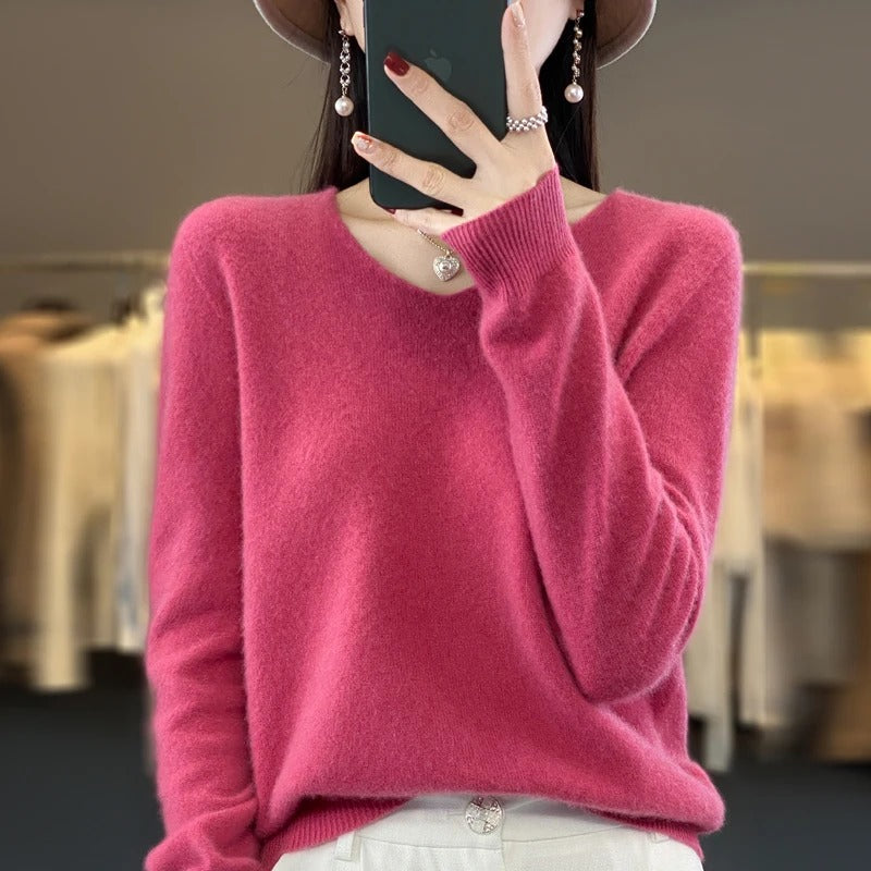 Marianne Elegant Pure Wool V Neck Jumper