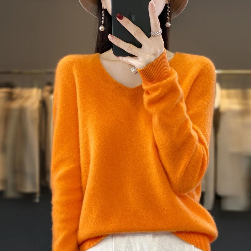 Marianne Elegant Pure Wool V Neck Jumper - image 10
