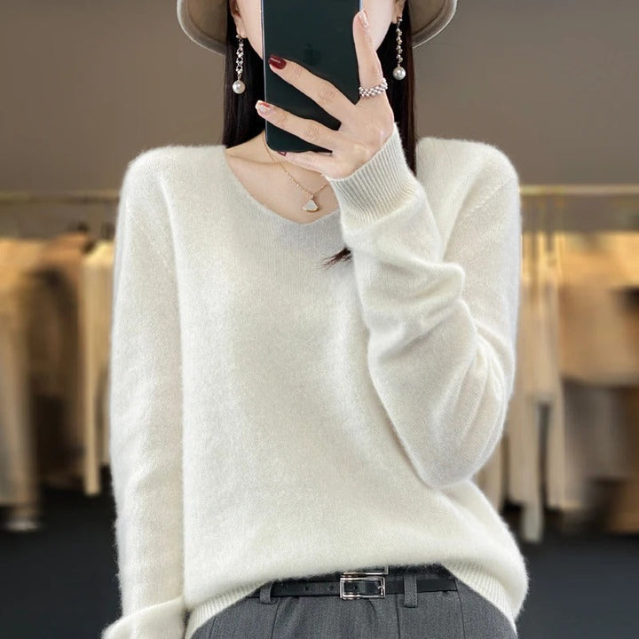 Marianne Elegant Pure Wool V Neck Jumper - image 11