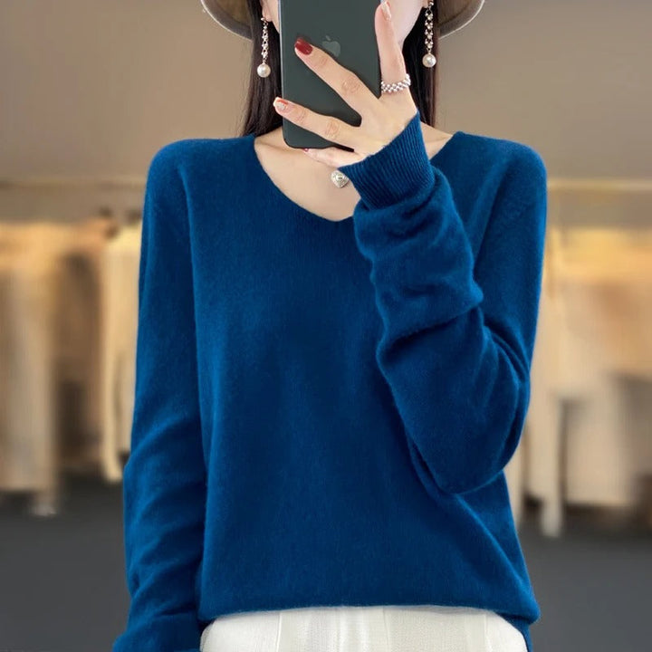Marianne Elegant Pure Wool V Neck Jumper - image 12