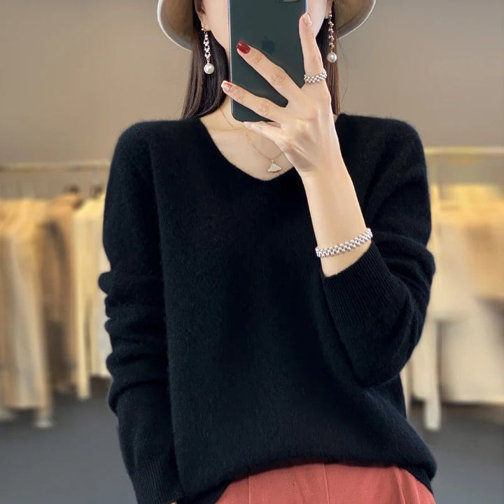 Marianne Elegant Pure Wool V Neck Jumper - image 13