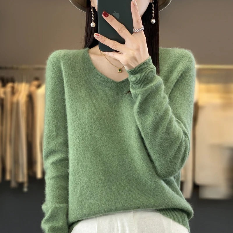 Marianne Elegant Pure Wool V Neck Jumper - image 14
