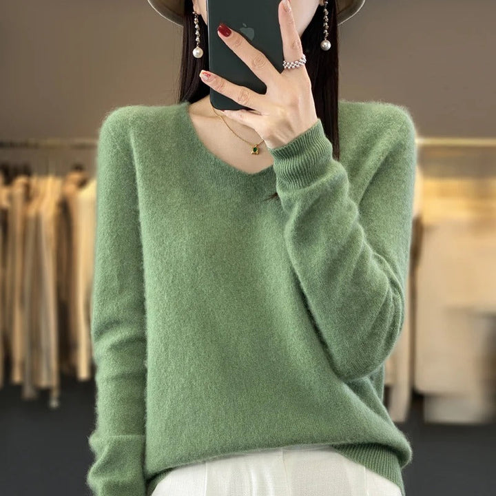 Marianne Elegant Pure Wool V Neck Jumper - image 14