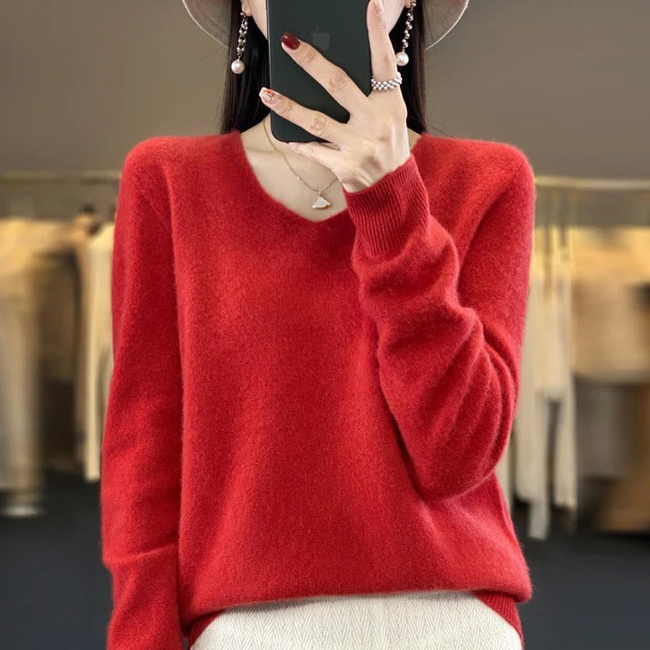 Marianne Elegant Pure Wool V Neck Jumper - image 2