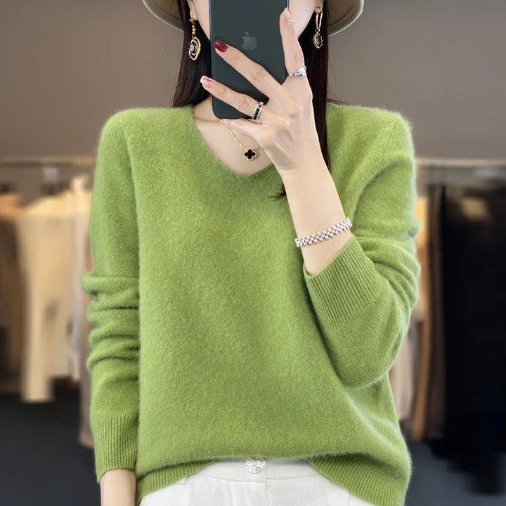 Marianne Elegant Pure Wool V Neck Jumper - image 3