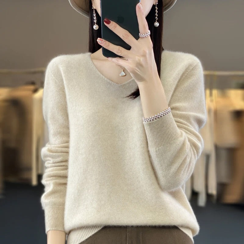 Marianne Elegant Pure Wool V Neck Jumper - image 6