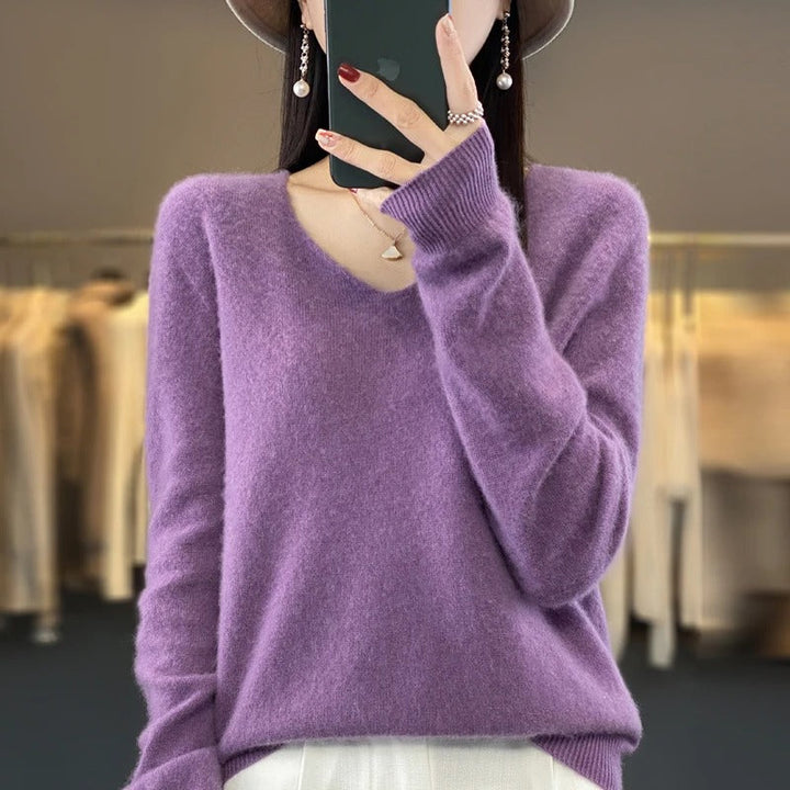 Marianne Elegant Pure Wool V Neck Jumper - image 7