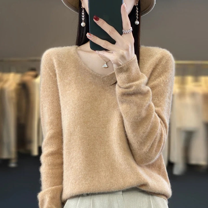 Marianne Elegant Pure Wool V Neck Jumper - image 9