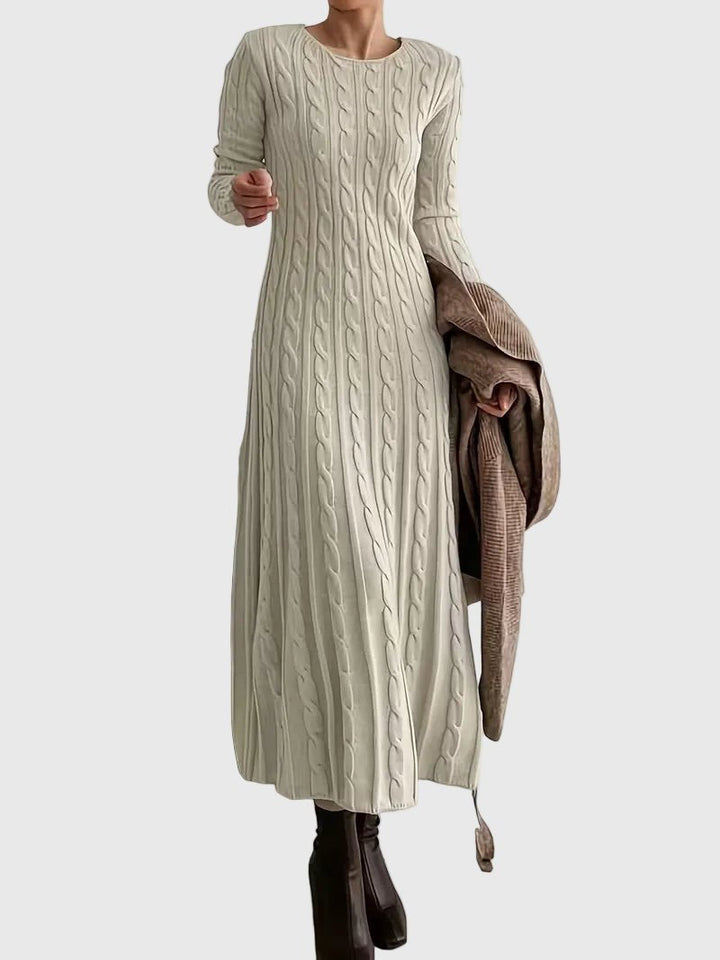 Rhea fitted cable knit maxi dress