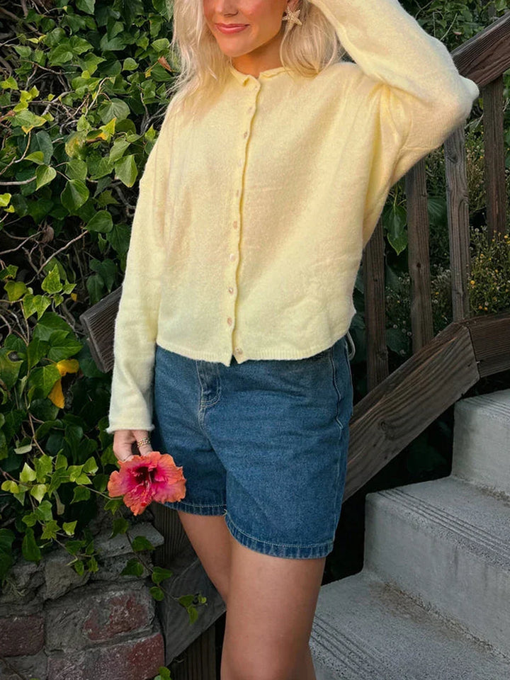 Idalia relaxed knit cardigan with collar – image 6