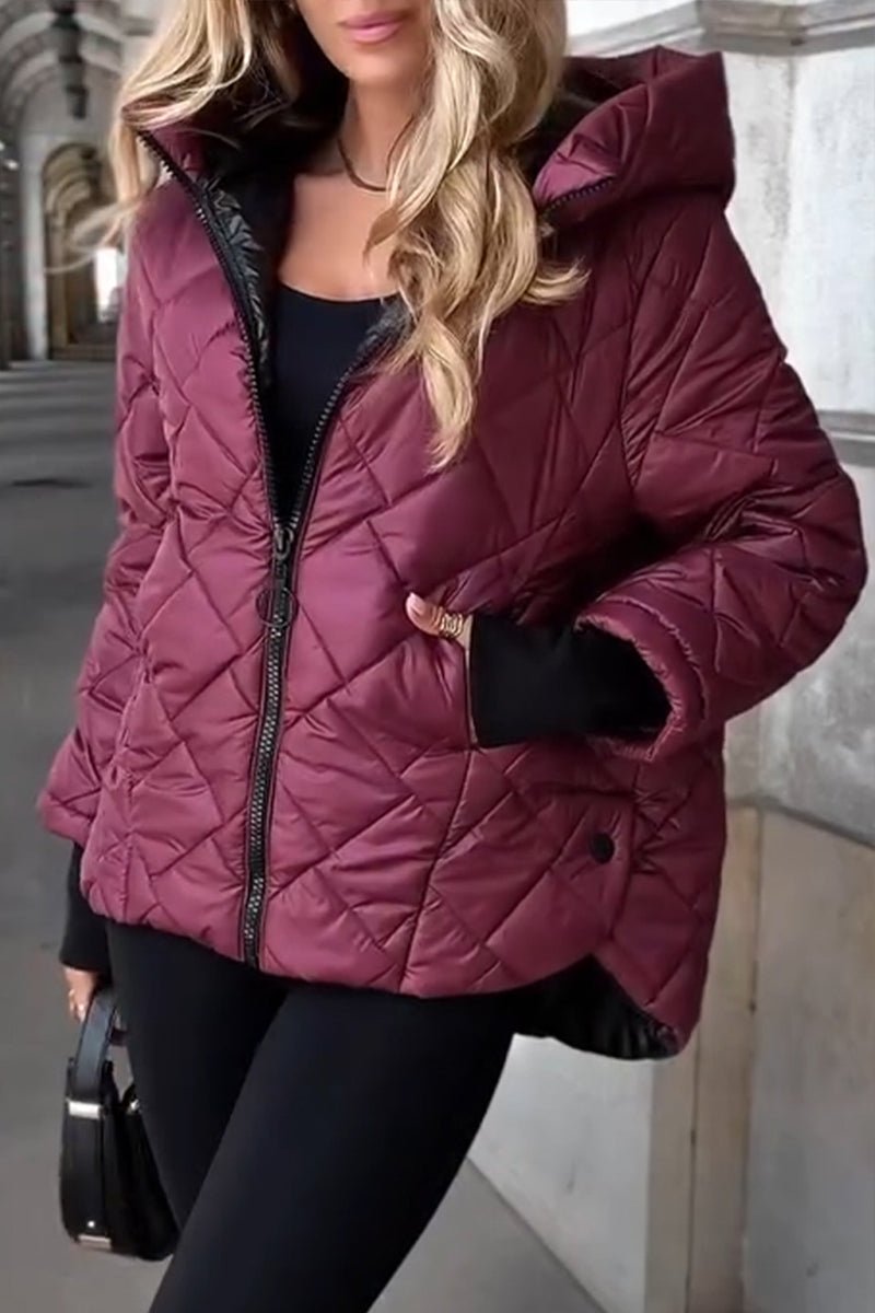 Camellia oversized diamond quilted hooded jacket – image 4