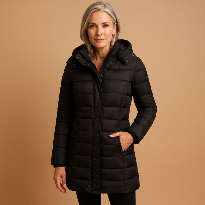 Solene fitted hooded quilted jacket with zip pockets – image 2