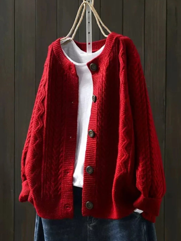 Anwen Elegant Oversized Cable Knit Button Cardigan - image 2