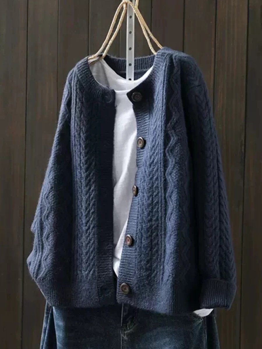 Anwen Elegant Oversized Cable Knit Button Cardigan - image 4