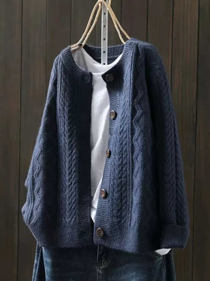 Anwen Elegant Oversized Cable Knit Button Cardigan - image 4