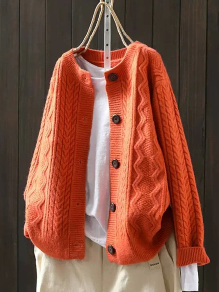 Anwen Elegant Oversized Cable Knit Button Cardigan - image 5