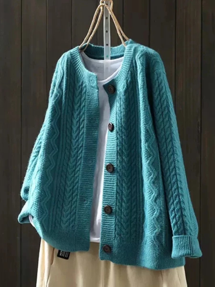 Anwen Elegant Oversized Cable Knit Button Cardigan - image 6