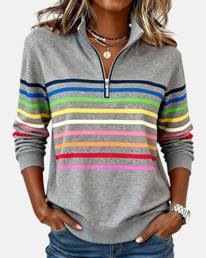 Jonna striped quarter zip sweatshirt – image 2