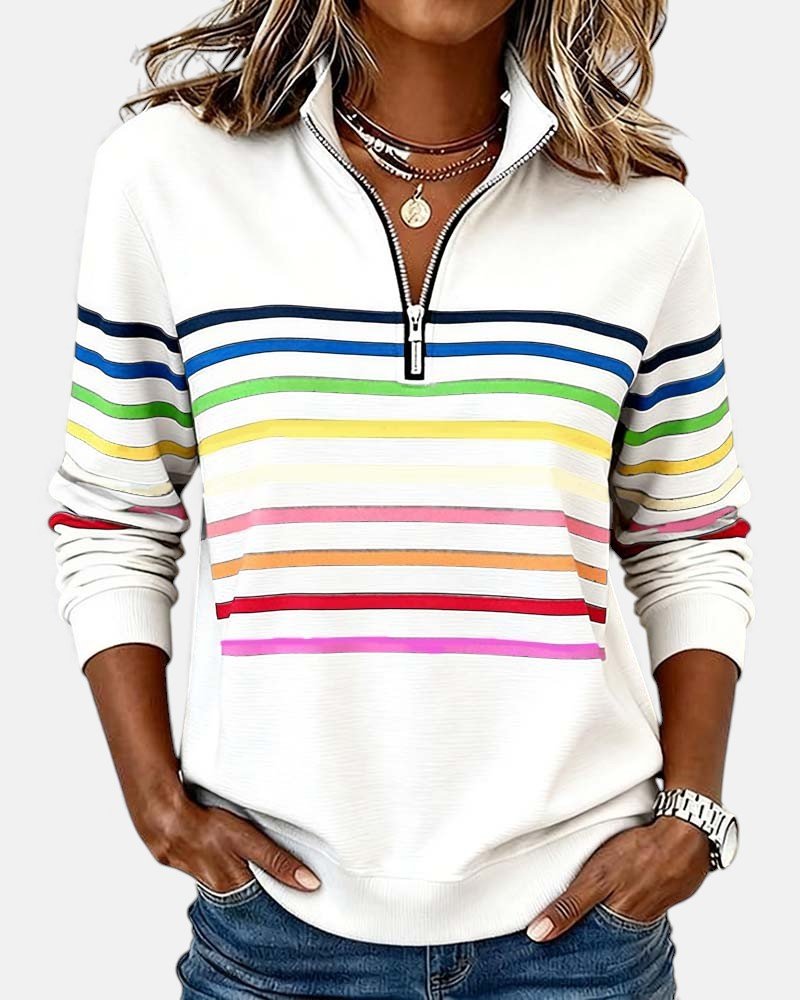 Jonna striped quarter zip sweatshirt – image 4