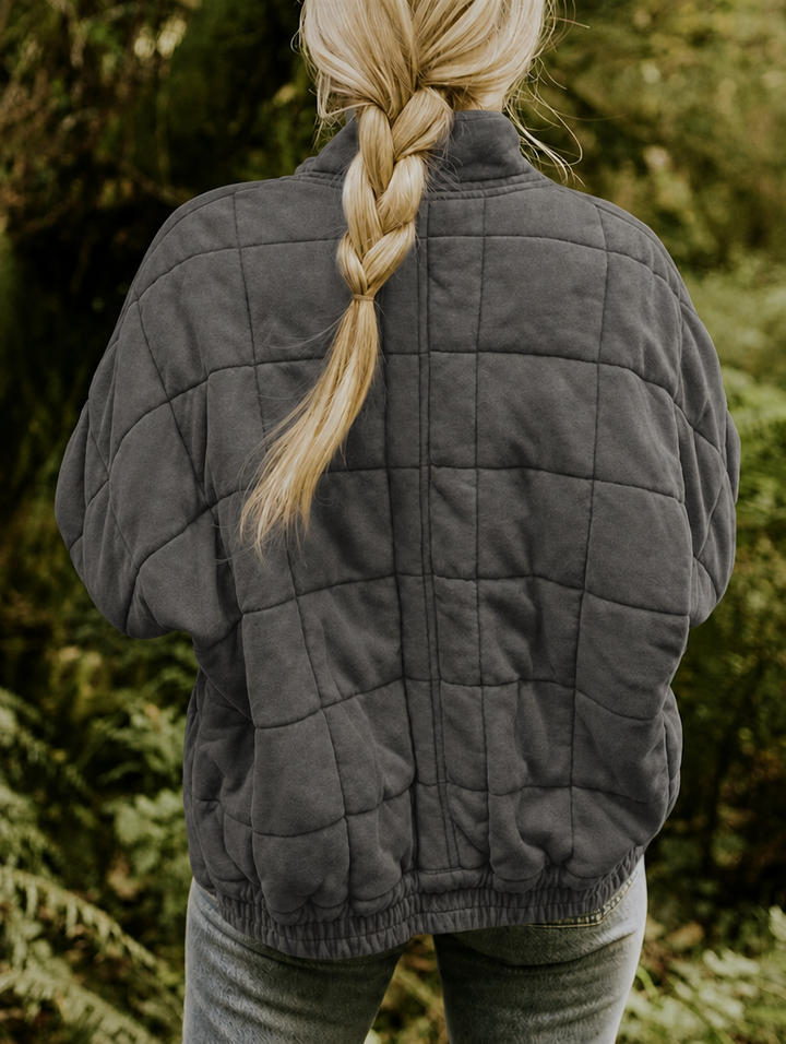Claudia oversized quilted jacket with stand collar – image 3