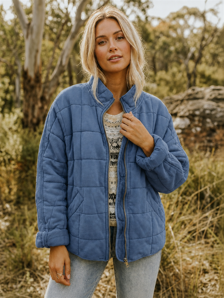 Claudia oversized quilted jacket with stand collar – image 4