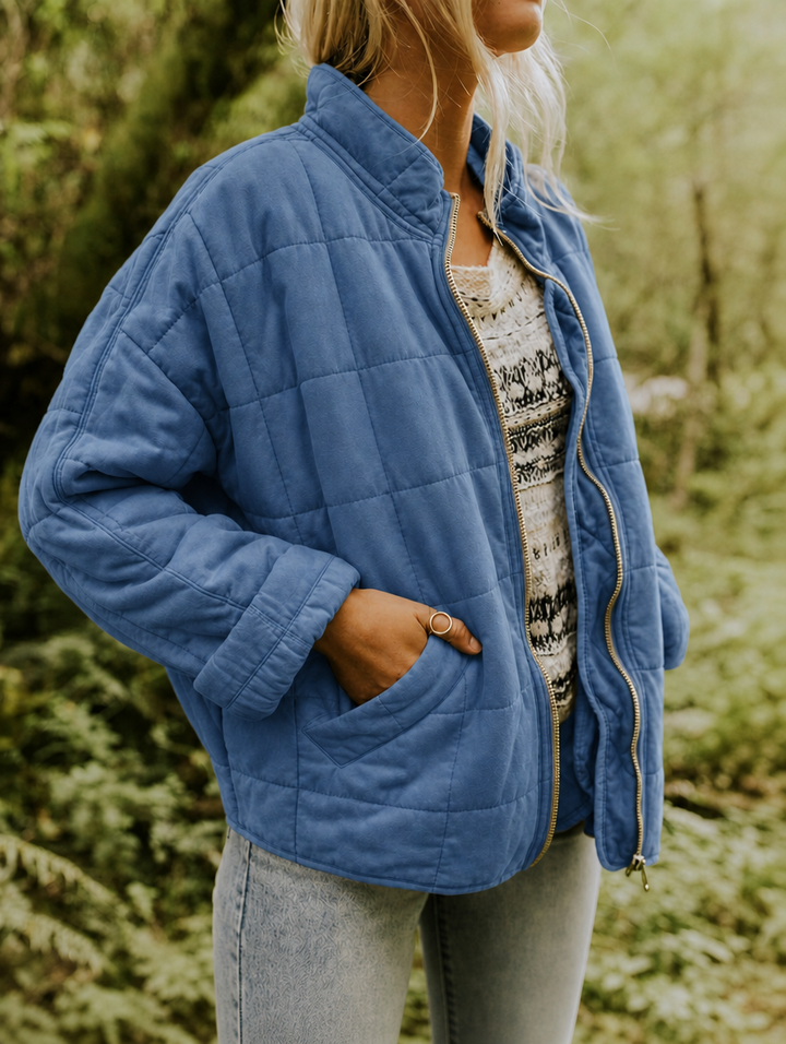Claudia oversized quilted jacket with stand collar – image 5