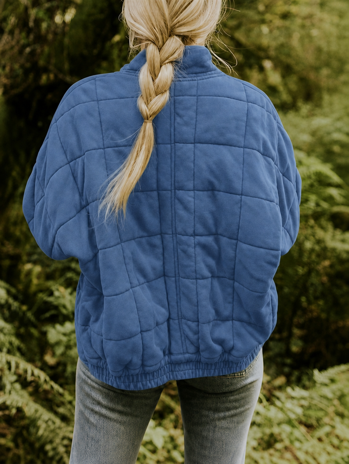 Claudia oversized quilted jacket with stand collar – image 6