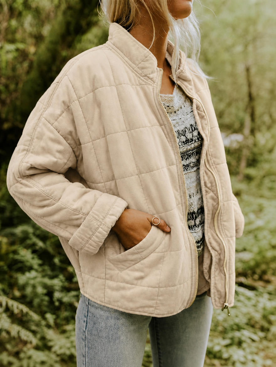 Claudia oversized quilted jacket with stand collar – image 8
