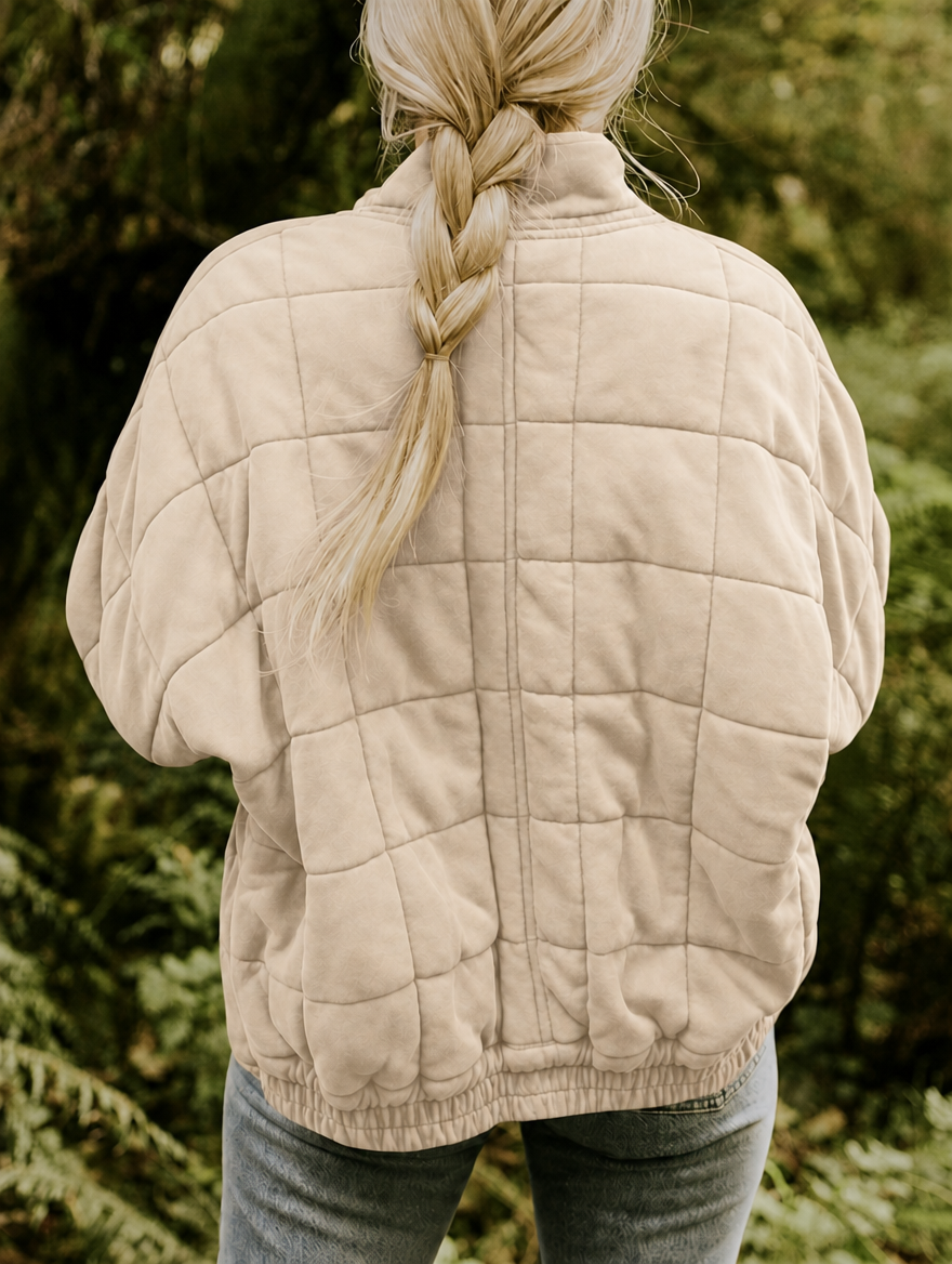 Claudia oversized quilted jacket with stand collar – image 9