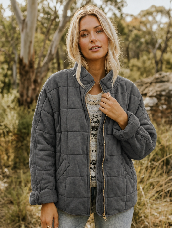 Claudia oversized quilted jacket with stand collar