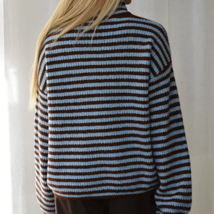 Henrietta Elegant Ribbed Zip Cardigan with High Collar - image 6