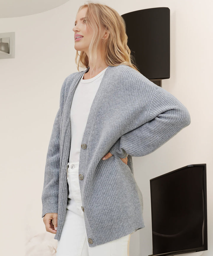 Hedvig ribbed V neck cardigan – image 7